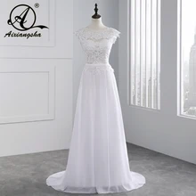 2018 Hot Selling Custom Made A Line Wedding Dresses Vestido de Noiva Casamento Chiffon Lace See