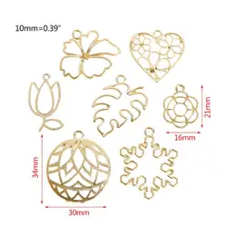 7 шт./компл. металлический каркас золото кристалл эпоксидной Изделия из смолы УФ эпоксидный клей кадров изысканный с цветочным украшение в