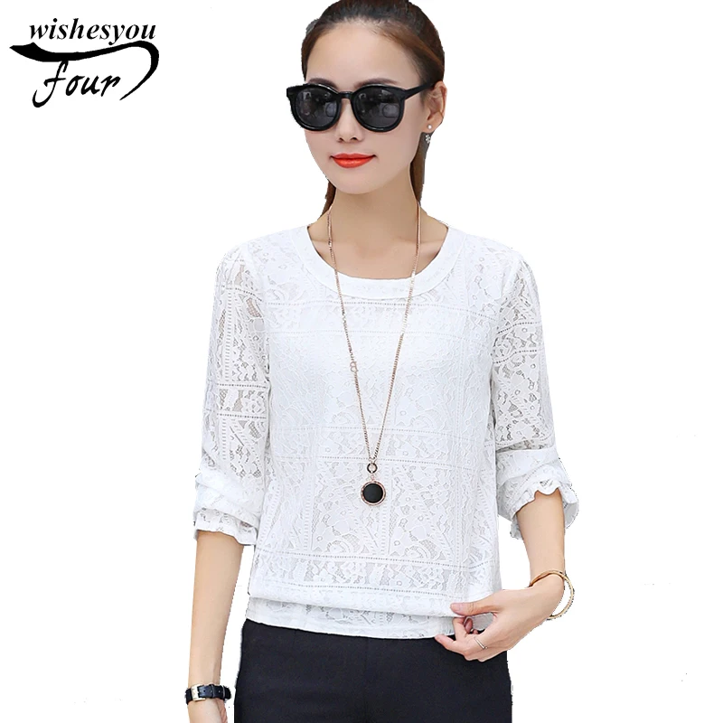 

2019 new solid long sleeve casual loose wild women lace blouse fashion sweet puff sleeve women chiffon shirt top blusas 901C 30