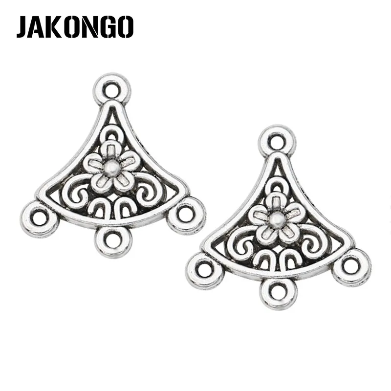 

JAKONGO Antique Silver Plated Hollow Sector Flower Connectors for Making Earrings Handmade DIY Jewelry Accessories 20*19mm 20pcs