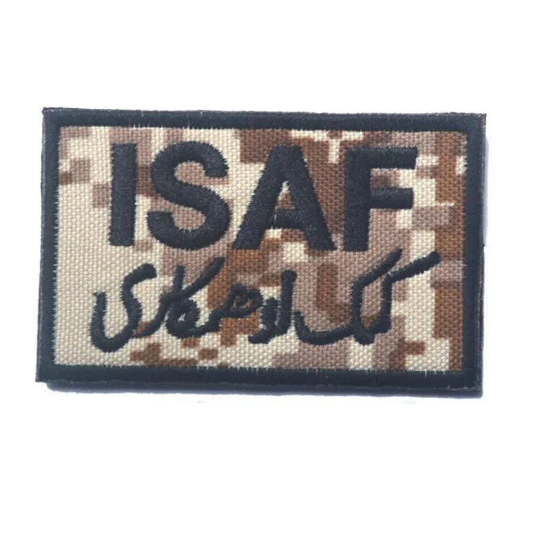 ISAF International Security Assistance Force Military Patch Morale Patch 3D Embroidery Camouflage Double-Sided Army Badge Badge - Цвет: D