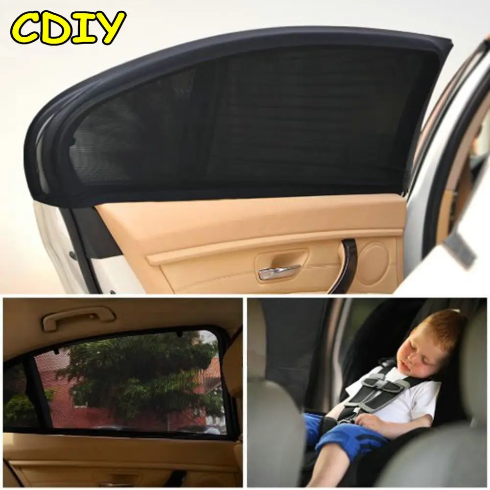 CDIY 2pcs Universal Car Vehicle Rear Side Window Anti Sun Cover Protector Baby Child Shield Mesh Sunshade UV Blocking Black CDIY 2pcs Universal Car Vehicle Rear Side Window Anti Sun Cover Protector Baby Child Shield Mesh Sunshade UV Blocking Black