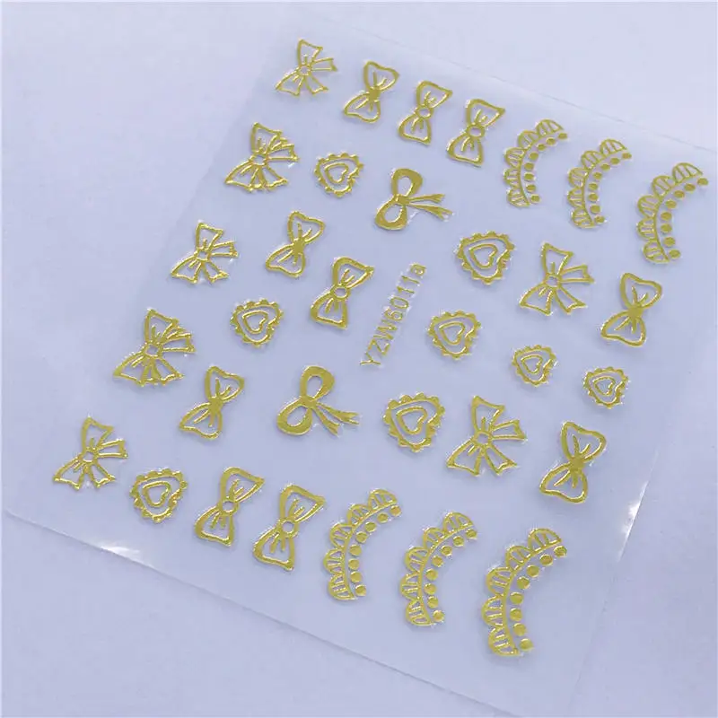 LCJ блестящие 3D золотые наклейки для ногтей, золотые блестки, клеящиеся цветы, лоза для маникюра, смешанные наклейки для ногтей - Цвет: YZW6011a