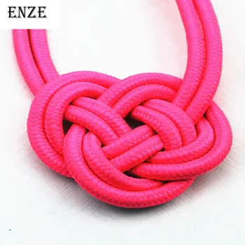 

free shipping Accessories 2015neon color cotton rope knitted necklace multicolor