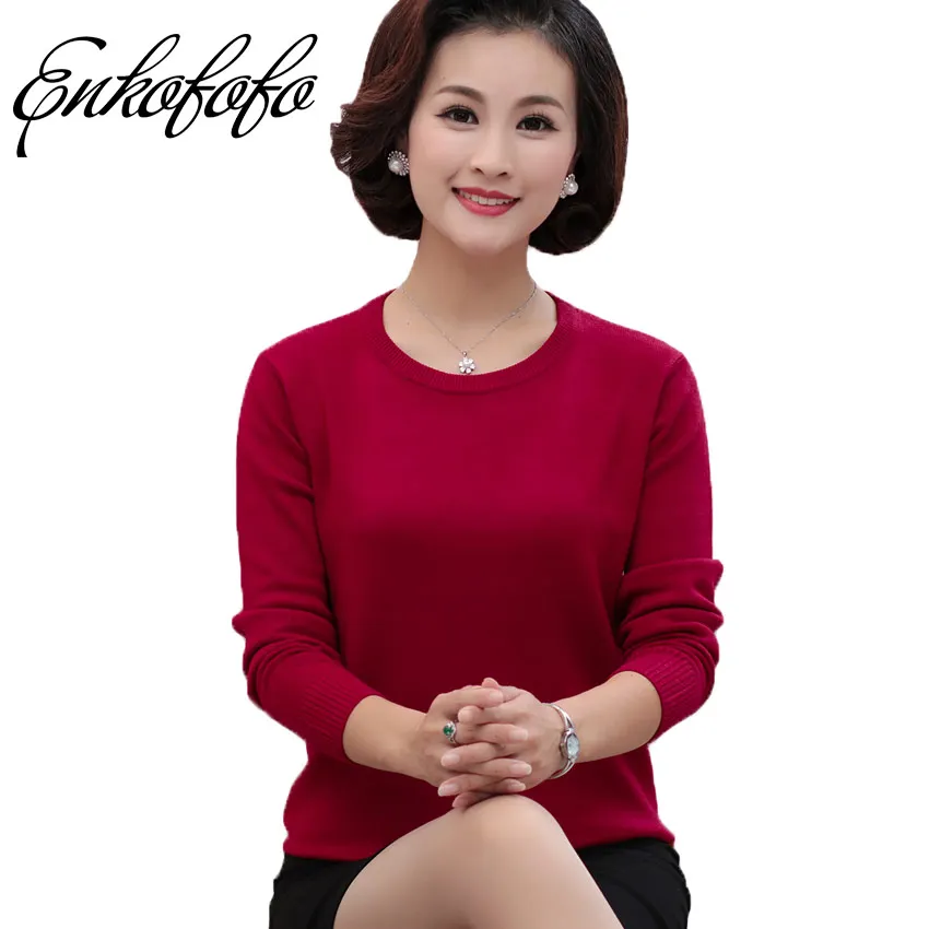 

Enkofofo High Quality Cashmere Sweater Women Winter Pullover Solid Knitted Top Ladies Mother Autumn Female Oversized Sweaters