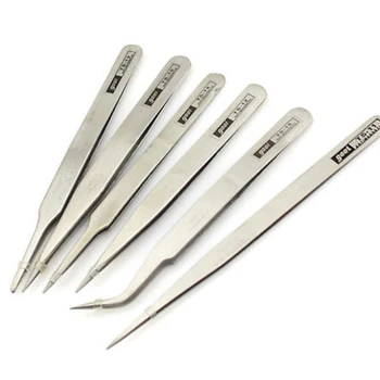 

NEW Home tool 6pcs All Purpose Precision Tweezer Stainless Steel Anti Static Tool Kit Stainless Steel Tweezers