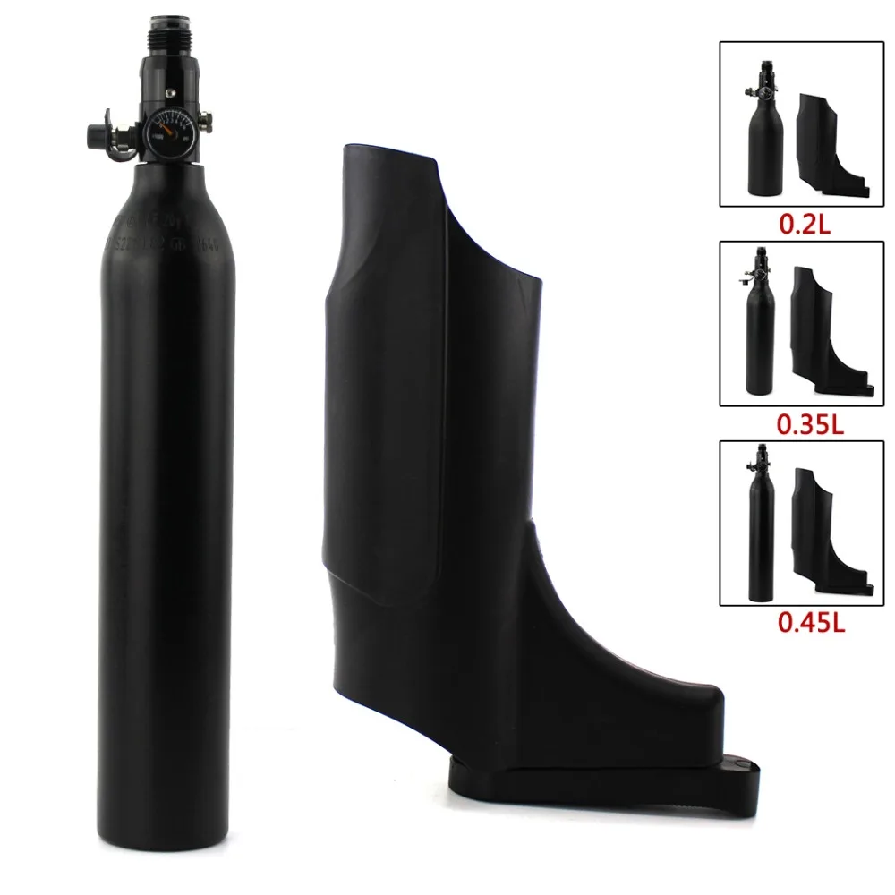 

4500psi Aluminum Alloy Tank M18x1.5 PCP Paintball Airforce Scuba Pump HPA Cylinder 300bar Air Bottle Black 0.2L 0.35L 0.45L