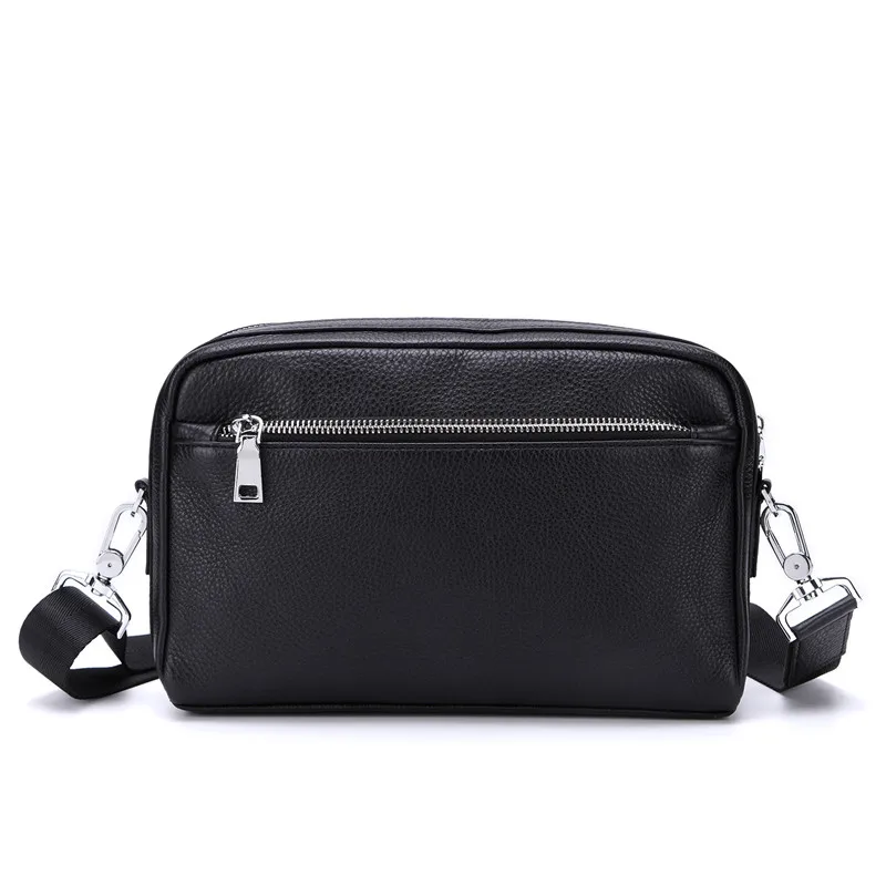Nesitu Hohe Qualität Schwarz Echtes Leder Kreuz Körper Kleine Männer Messenger Taschen Männlichen Schulter Kupplung Tasche M8127