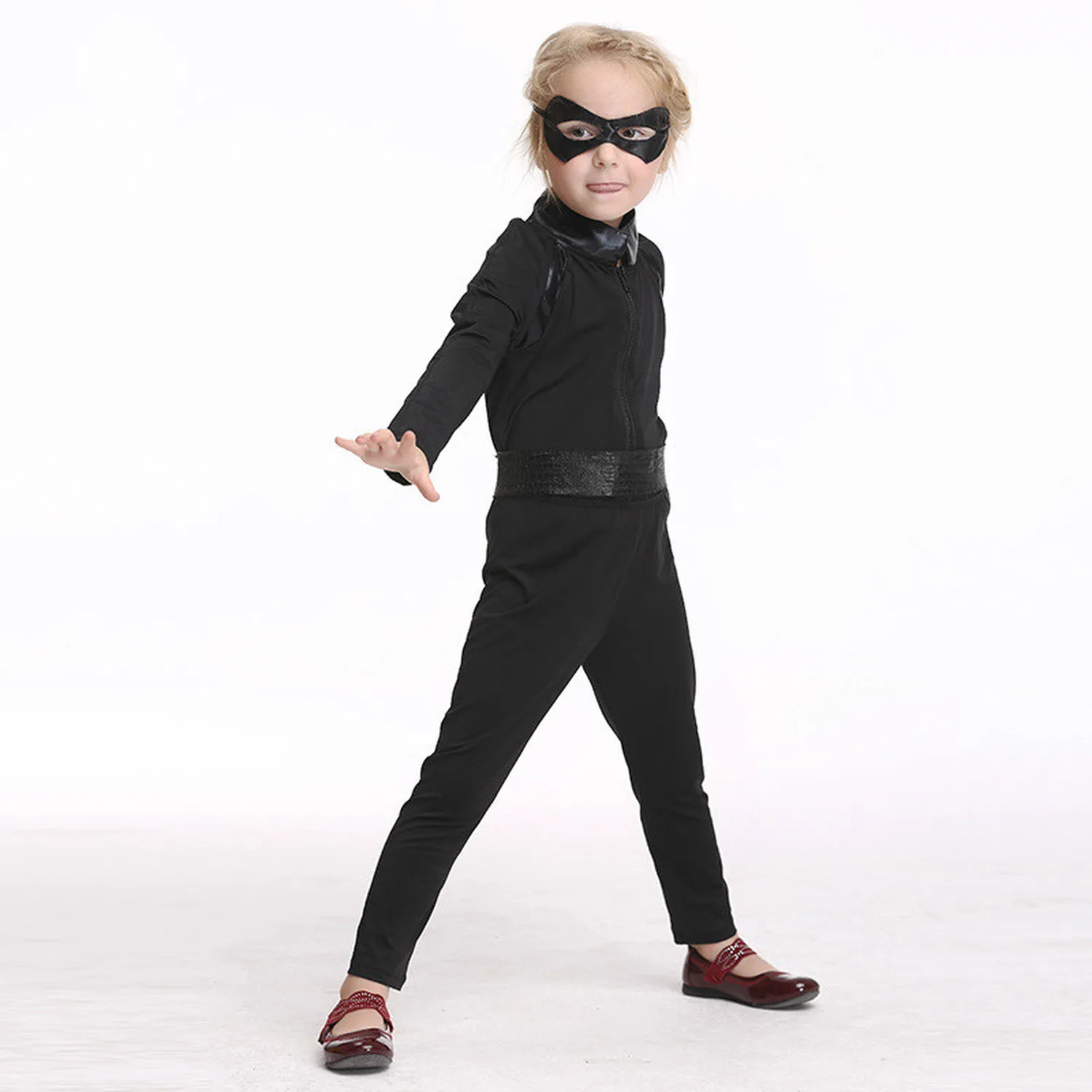 

Halloween Costume for Kids Anime Cosplay Party Clothes Children Hero Knight Role Playing Dance Performance Solid Black Clothing
