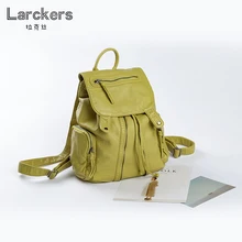 Larckers mujeres soft pu mujeres mochila dos colores sólidos niñas informal bolso de cadena y la cubierta de las señoras mochila