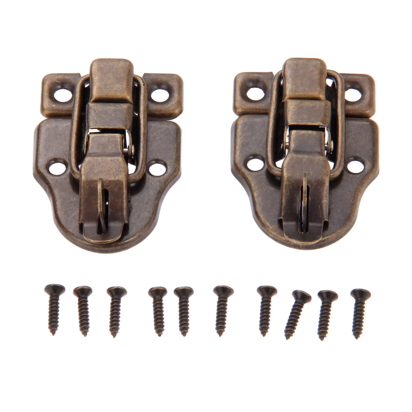 DRELD 2Pcs Antique Jewelry Wooden Box Latch Hasps Decorative Drawer Suitcases Hasp Latch Buckle Clasp Furniture Hardware 59x40mm