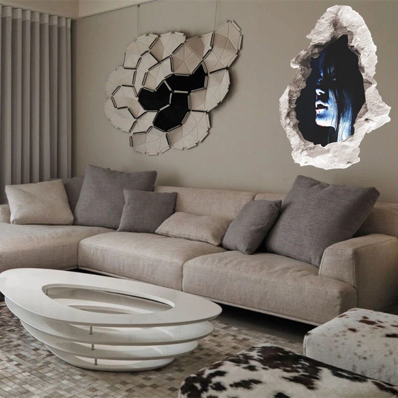 2018 NewStyle 60x45cm DIY Halloween Decoration Smashed Broken Wall Decal Home Party Bar Decor