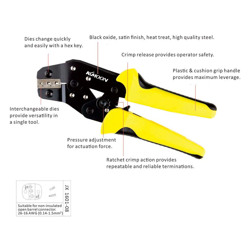 JX-48B Pliers Wire Crimpers Engineering Ratchet Terminal Crimping Pliers JX-48B 3.96 to 6.3mm 26-16AWG Hand Tools