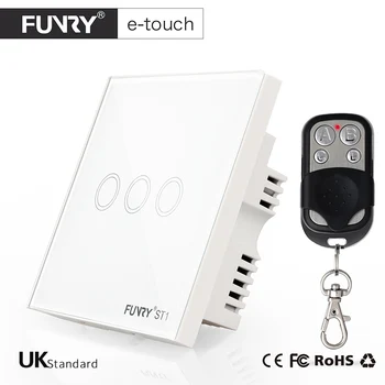 

FUNRY UK Standard 3Gang 1way Smart Remote Control Wall 433mHz RF Switch On/off light by iOS/Android app Work with RM pro