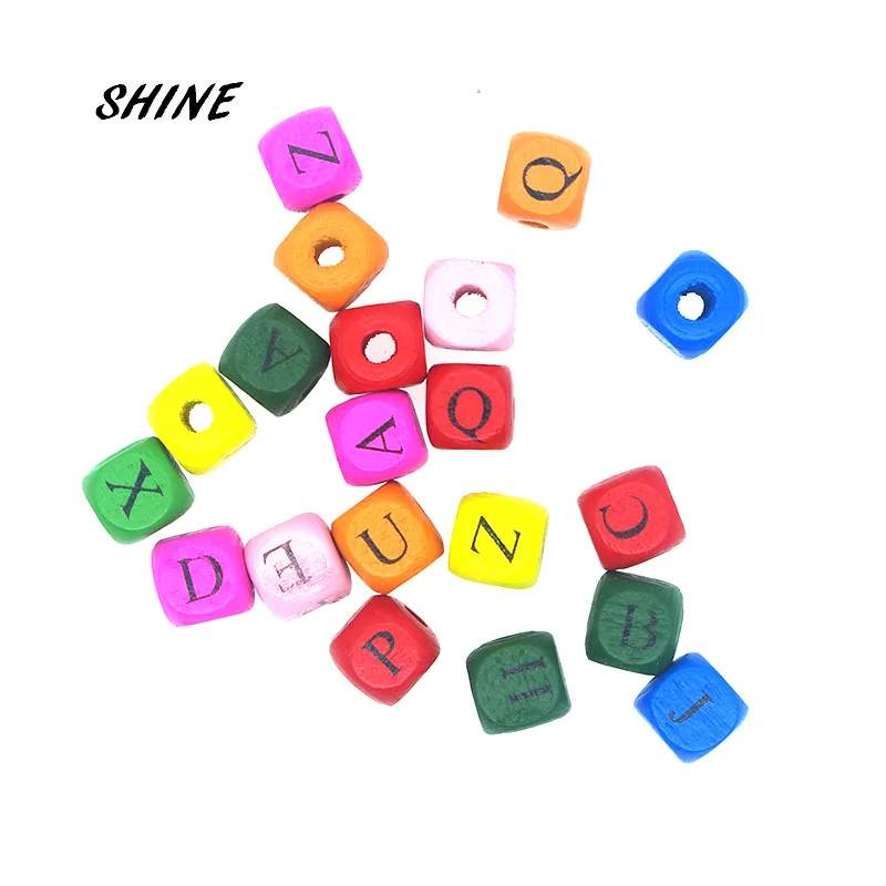 SHINE 100 шт./лот 10 мм кубические деревянные бусины в форме большого отверстия для