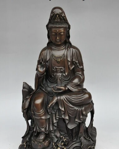 

xd 002126 16"china buddhism bronze kwan-yin guanyin Bodhisattva buddha immortal god statue