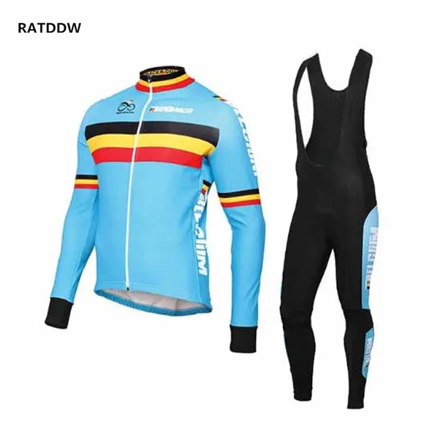 US $38.22 PRO Team Belgium Winter Thermal Cycling Jersey Cycling Clothing Strap Ropa Ciclismo Hombre Bicycle 