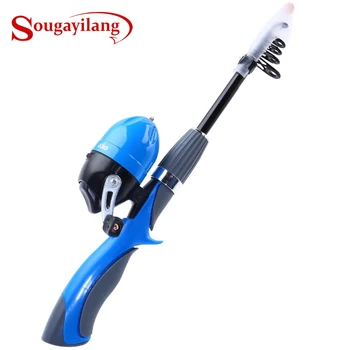 

Sougayilang 125cm Ice Fishing Rod and Closed Face Fishing Spinning Reel Combo Mini Carbon Ice Fishing Reel Set Telescopic Rods