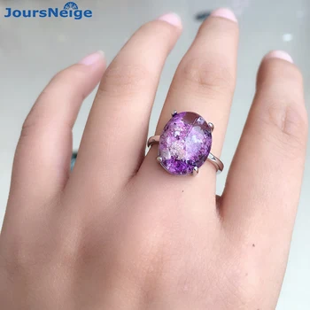 

Purple Scenery Natural Ghost Crystal Ring S925 Sterling Silver Ring Lucky for Women Girl Gift Crystal Ring Jewelry Wholesale