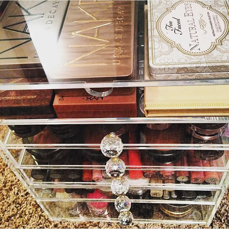 Perfect Acrylic Makeup Organizer Clear Desk Cosmetic Storage Box Multi Layers with Drawer Desktop Storage Transparent Make Up Holder 7