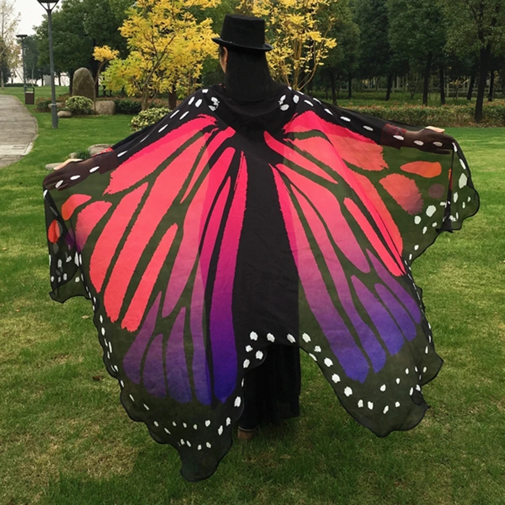 

Joineles Women Summer Casual Beach Scarf Ethinic Pashmina Butterfly Wing Cape Scarf Thin Novelty Color Cape Outdoor Scarves Gift