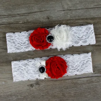 

1 pair wedding garter set red bridal lace garter stretch toss garter vintage inspired garter