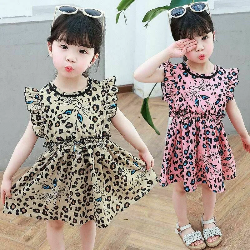 New Kids Dresses For Girls Toddler Kid Baby Leopard Print Tulle Party Bridesmaid Pageant Formal Dress Cotton O-neck | Детская одежда и
