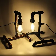 В стиле ретро для ухода за волосами для укладки украшение для труб настольная лампа E27 личность Винтаж промышленный ветронепроницаемое теплое стильная настольная лампа для изучения Спальня