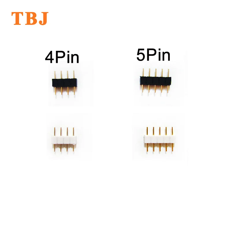 

4pin 5pin black white RGB RGBW RGBWW connector male type double 4 pin 5 pin needle for 3528 5050 strip light