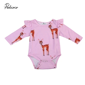 

Top Kids Baby Girl Clothes Infant Toddlers Long Sleeve Bodysuit Jumpsuit Cotton Clothing Outfit utfits Lace Sleeve Tops 0-2Y