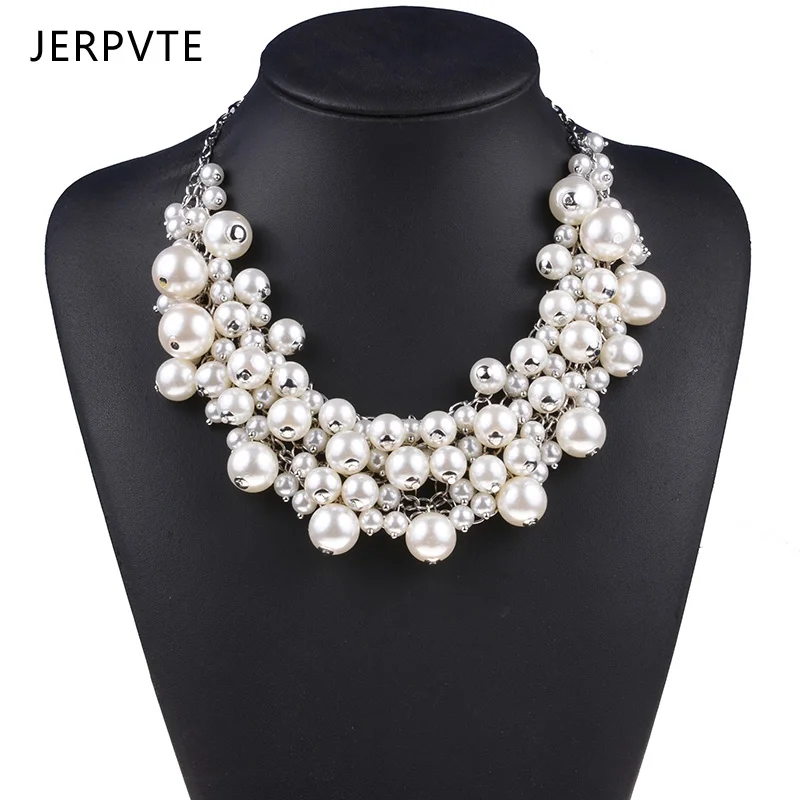 

JERPVTE Jewelry European & American Big Temperament Popular Trendy Palace Beauty simulated pearl Necklace Statement necklace