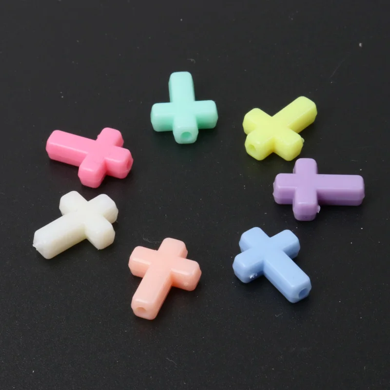 

Mixed Candy Color Acrylic Cross Charm Spacer Beads For Diy Jewelry Making 12x16mm 100Pcs Y0267X