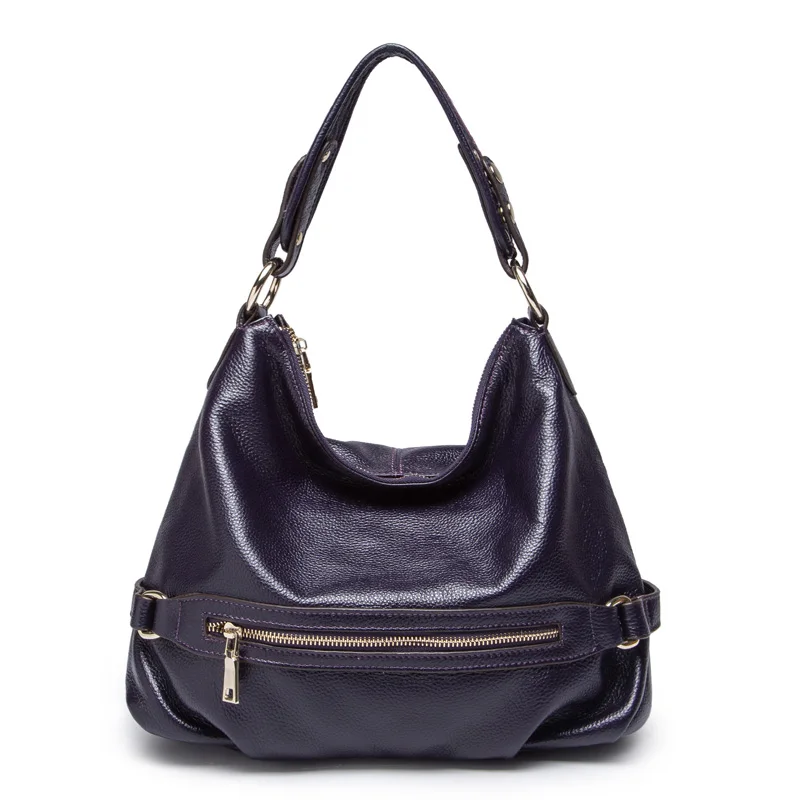 Дизайнерская модная женская сумка из натуральной кожи через плечо сумка-портфель сумочка-кошелек женская сумка-мешок коричневый/красный/черный/фиолетовый - Цвет: Сливовый
