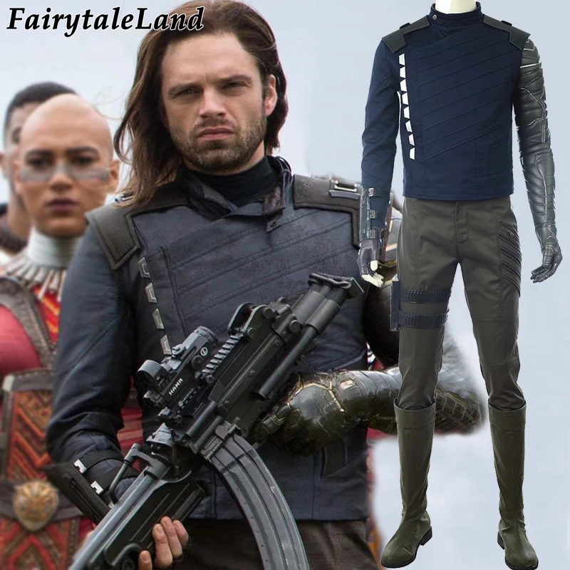 Мстители Бесконечность войны Bucky Barnes зимний солдат Косплей Костюм Костюмы на