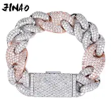 Цзинао 20 мм замок застежка кубинская ссылка 7-9 дюймов браслет Iced Out AAA кубический циркон Bling хип хоп мужские ювелирные изделия подарок