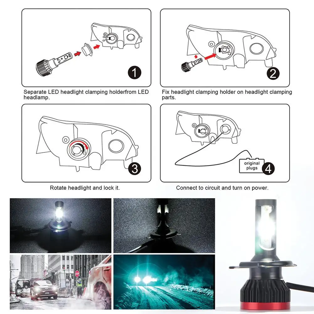 Adeeing 2 шт. мини светодиодные лампы фар автомобиля H11 H1 H8 H9 H3 9005/HB3 9006/HB4 100W 20000LM 6000 К фар автомобиля