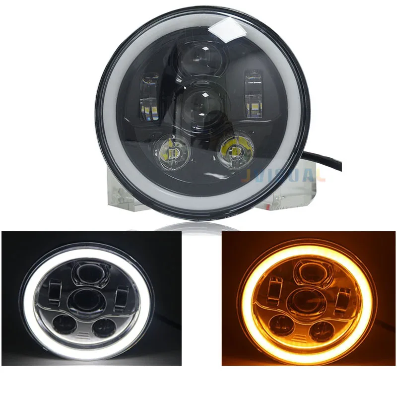 RGB круглые 7 дюймовые СВЕТОДИОДНЫЕ Фары H4 H13 Angel Eye Hi Lo 12В 24В для Jeep Wrangler Land Rover Lada Niva