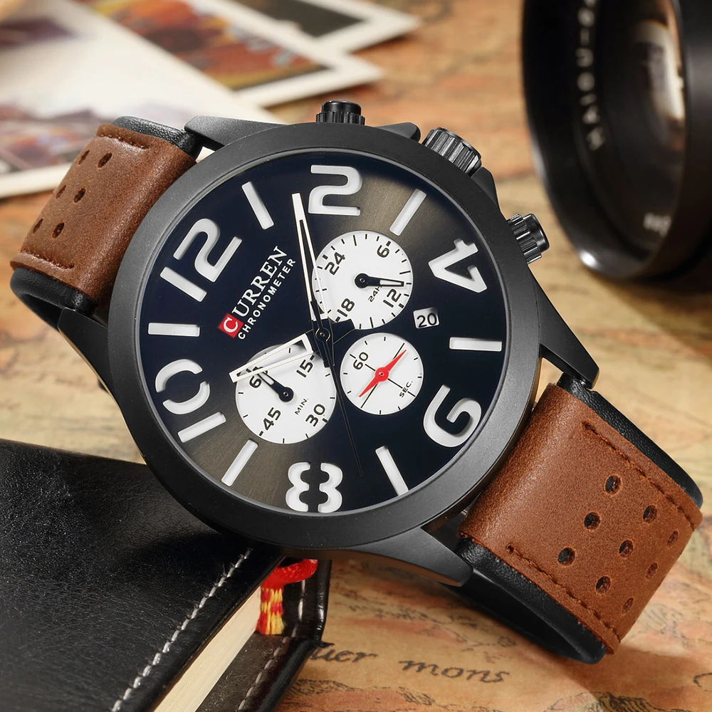

CURREN Men Watches Man 2018 Top Luxury Brand Watch Analog Leather Men Clock Watch Sport Chronograph Watches Relogio Masculino
