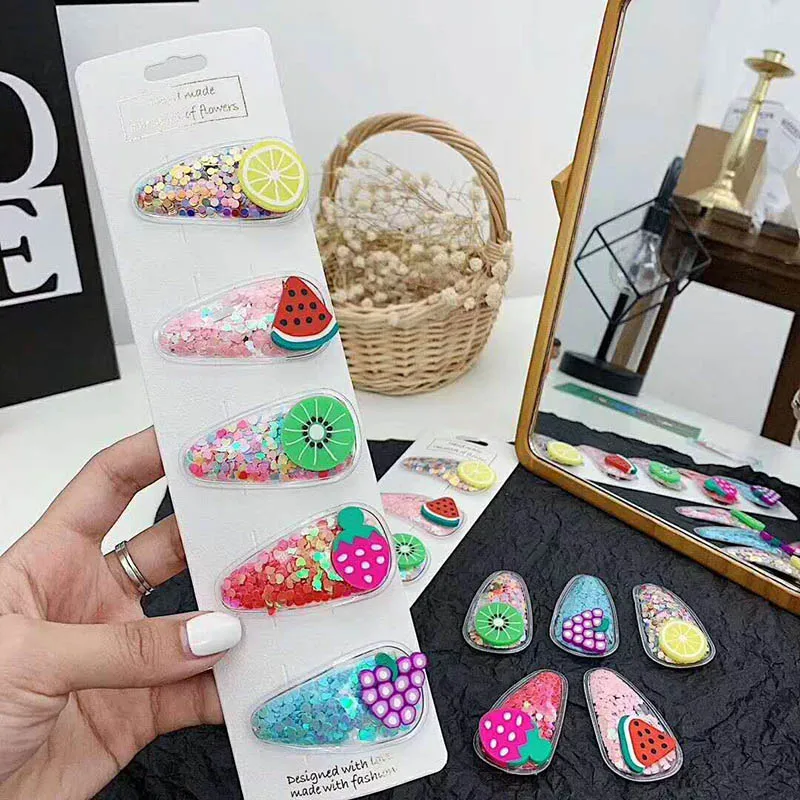 

Korea Hairpins Transparent Bobby Pins PVC Fruits Hair Clips Clips Quicksand Hairgrips Woman Kids Hair Accessories