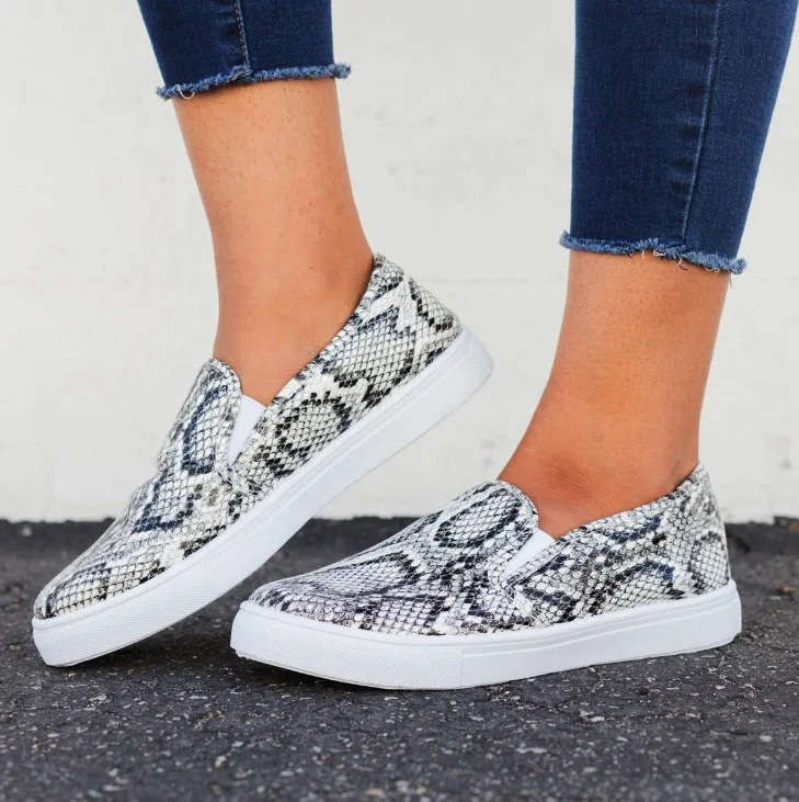 flat snake print shoes