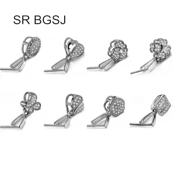 

Free Shipping 3 Colors 10pcs Micro Inlay Zircon 925 Sterling Silver Findings Bail Connector Pinch Clasp