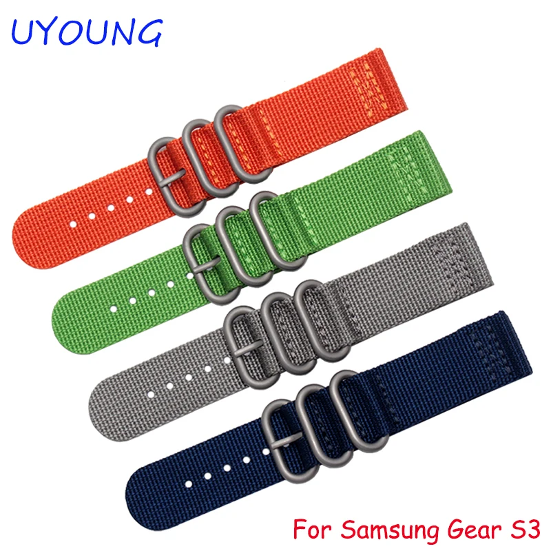 Pour Samsung Gear S3 Smart Watch band 22mm Nato Nylon Bracelet Qualité Montre accessoires(China