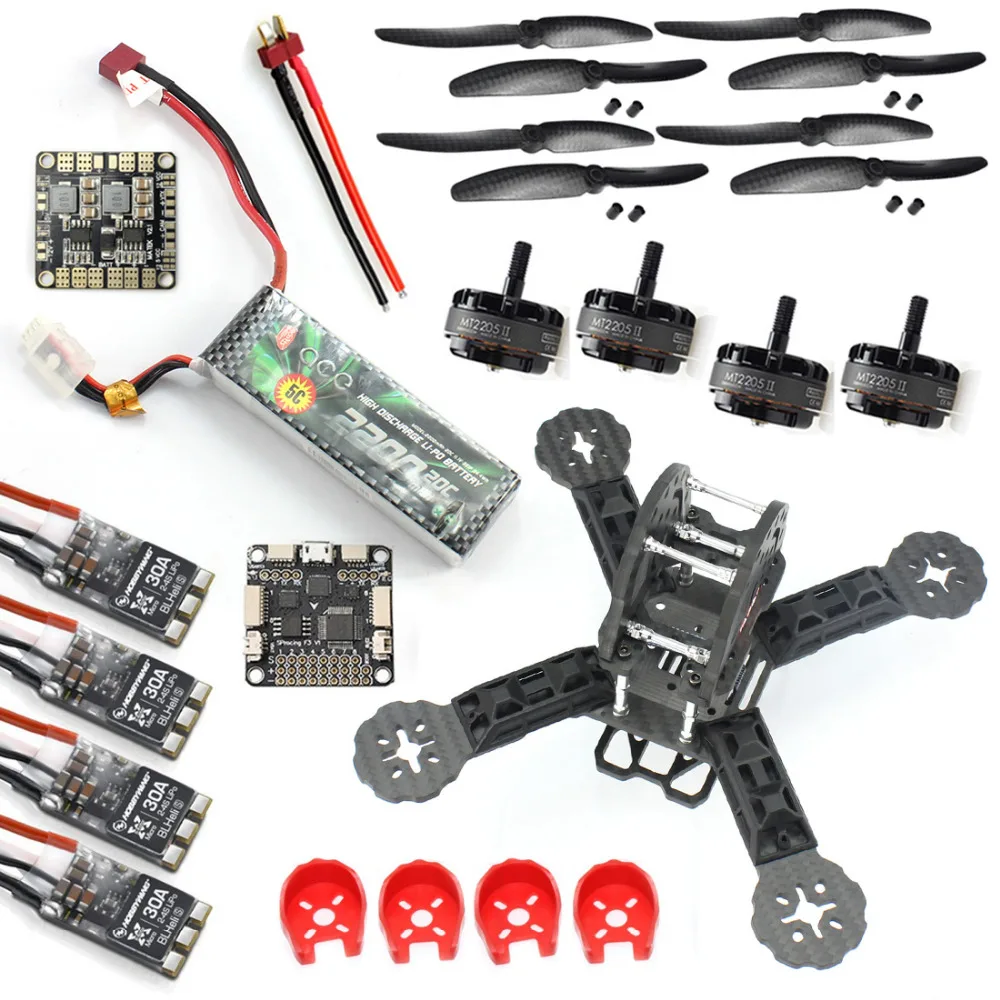 FEICHAO DIY Toys RC FPV Drone Mini Racer Quadcopter Kit 190mm SP Racing F3 Deluxe Flight Controller 2200mah Battery