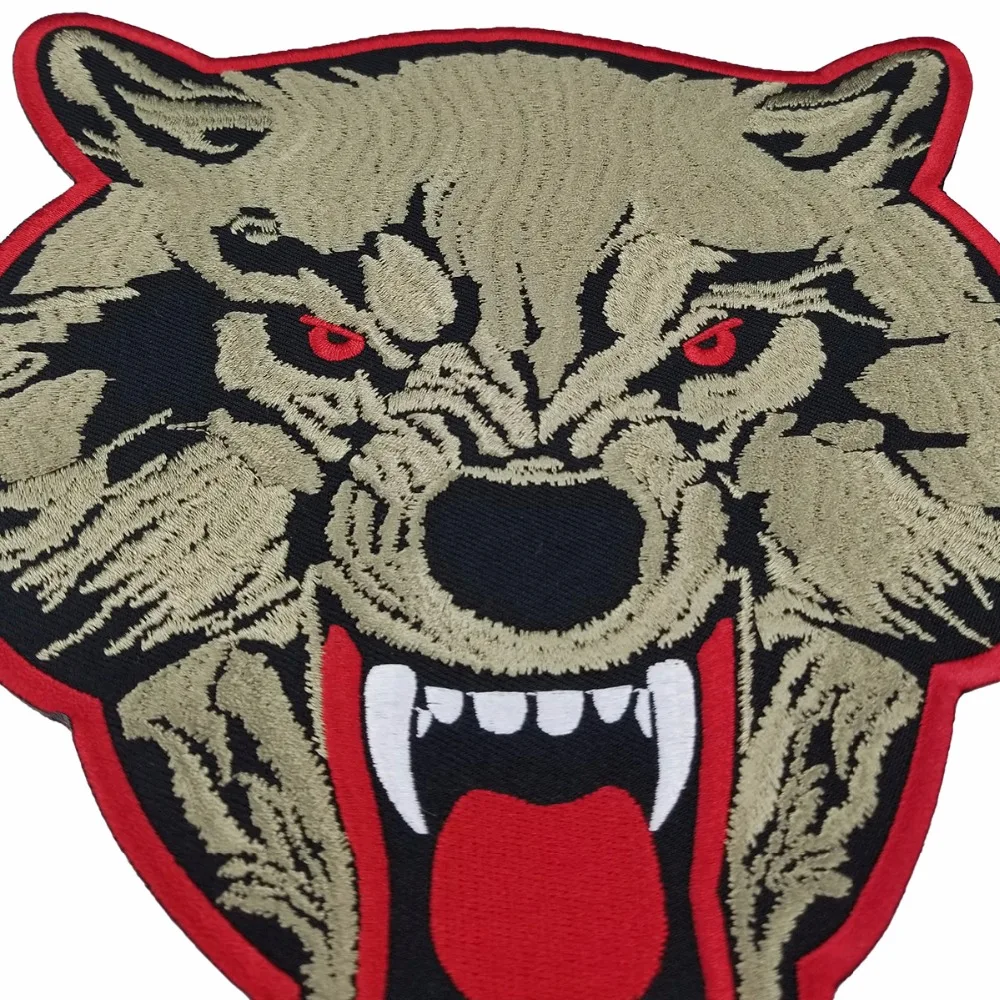 T60102 Fashion LONE WOLF LONE WOLF NO CLUB MC Motorcycle Biker Embroidered Patch Iron On Jacket Vest Rider Badge Large Size Patch Free Shipping (3)