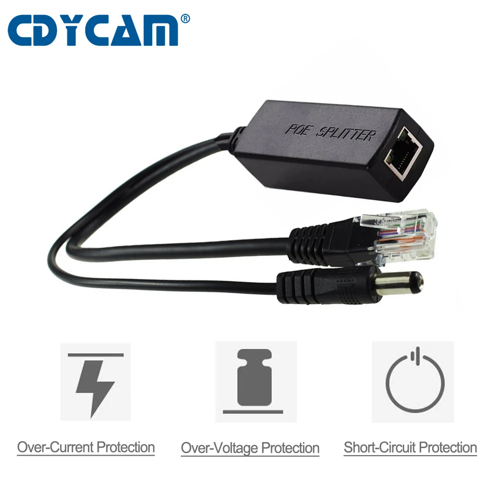 

Cdycam IEEE 802.3af/802.3AT Gigabit Active PoE Splitter Power Over Ethernet 48V to 12V 1A-2A 10/100/1000Mbps