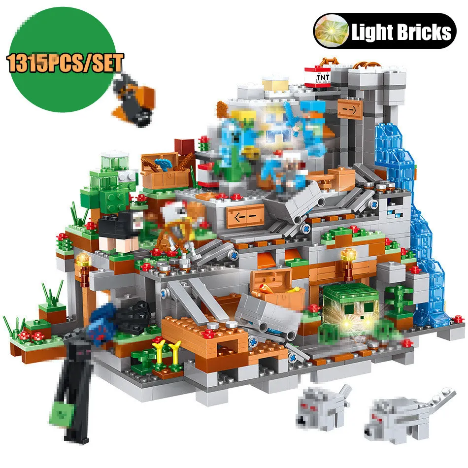 

New Mountain Cave Creator Designer fit city Minecrafted Village figures DIY building blocks Bricks Guard Toys gift kid