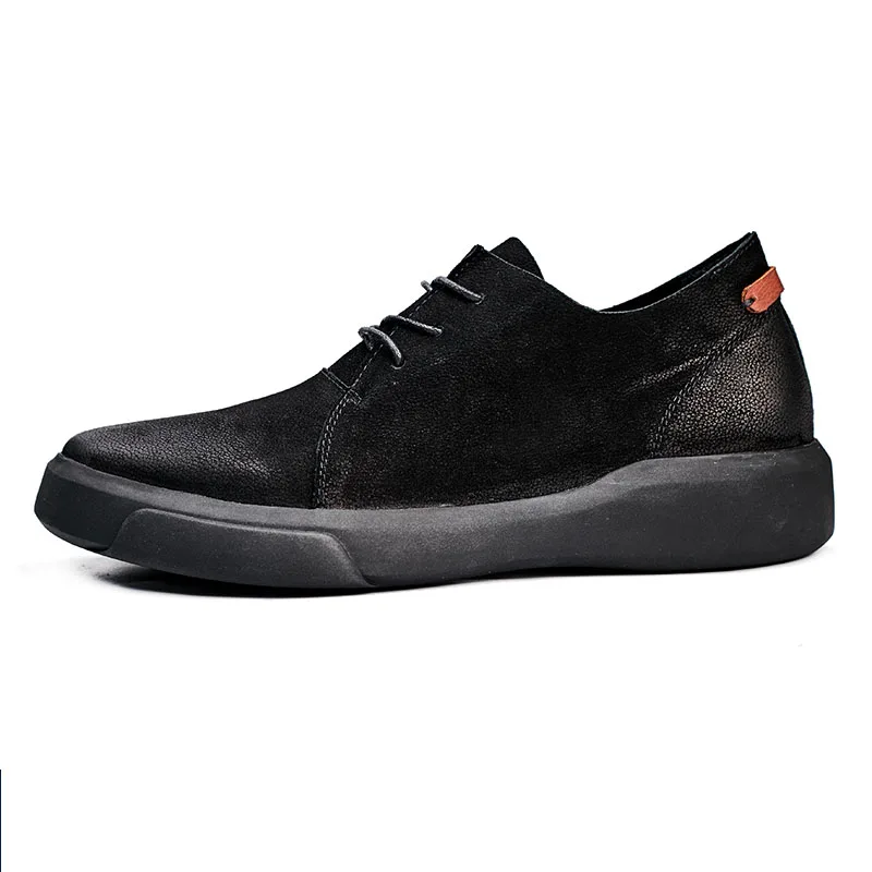 Мужские кожаные туфли на плоской подошве в британском ретро-стиле; сезон весна-осень; универсальная дышащая деловая повседневная обувь из воловьей кожи; Мужская обувь для отдыха - Цвет: Черный