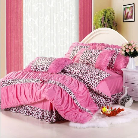 Pink Leopard Print Bedding Sets Quilt Cover Bed Clothes 100