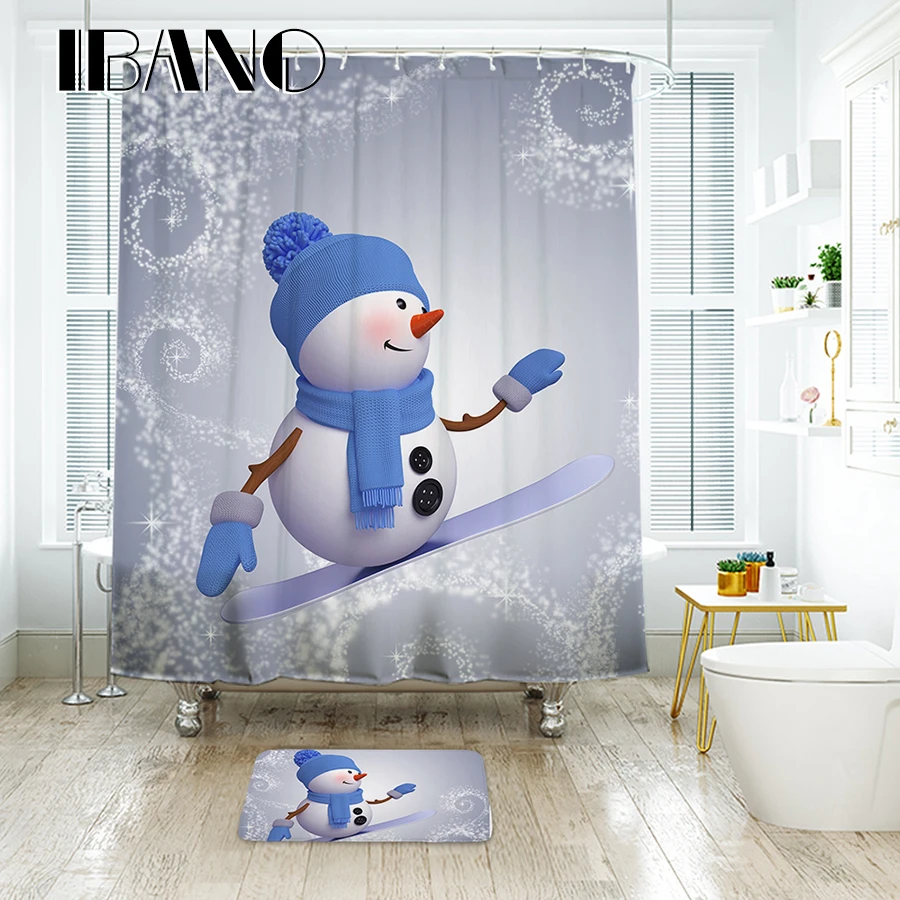 Buy IBANO Snowman Shower Curtain Festival Waterproof
