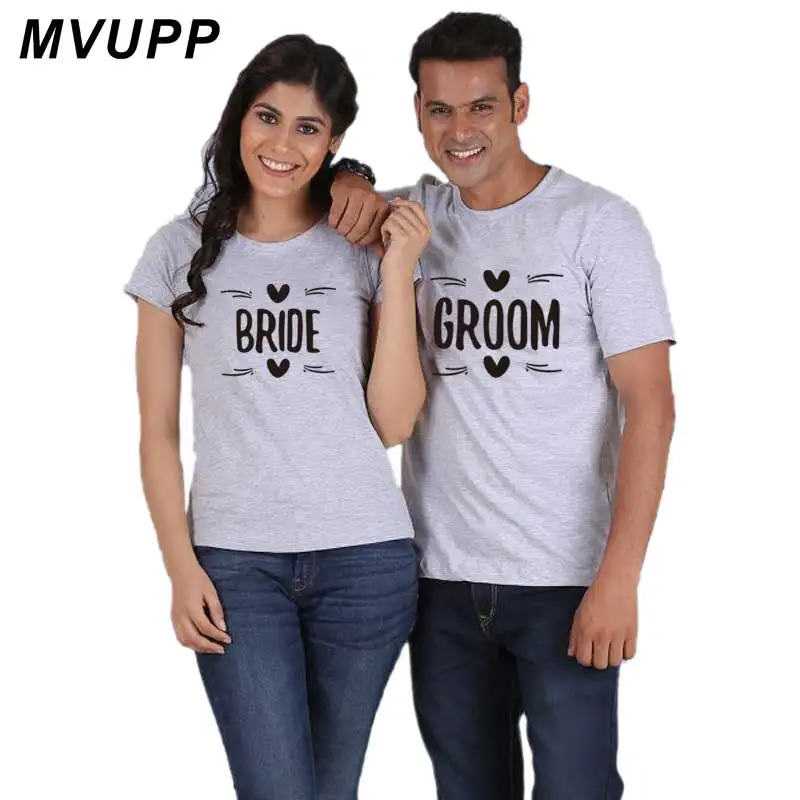2019 MVUPP BRIDE GROOM letter printing couples t shirt for lovers clothes summer cotton Tops husband wife femme funny clothing